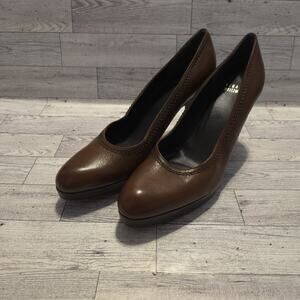 STUART WEITZMAN Brown Leather Platform‎ Pumps 3.5" Heel Size 9M